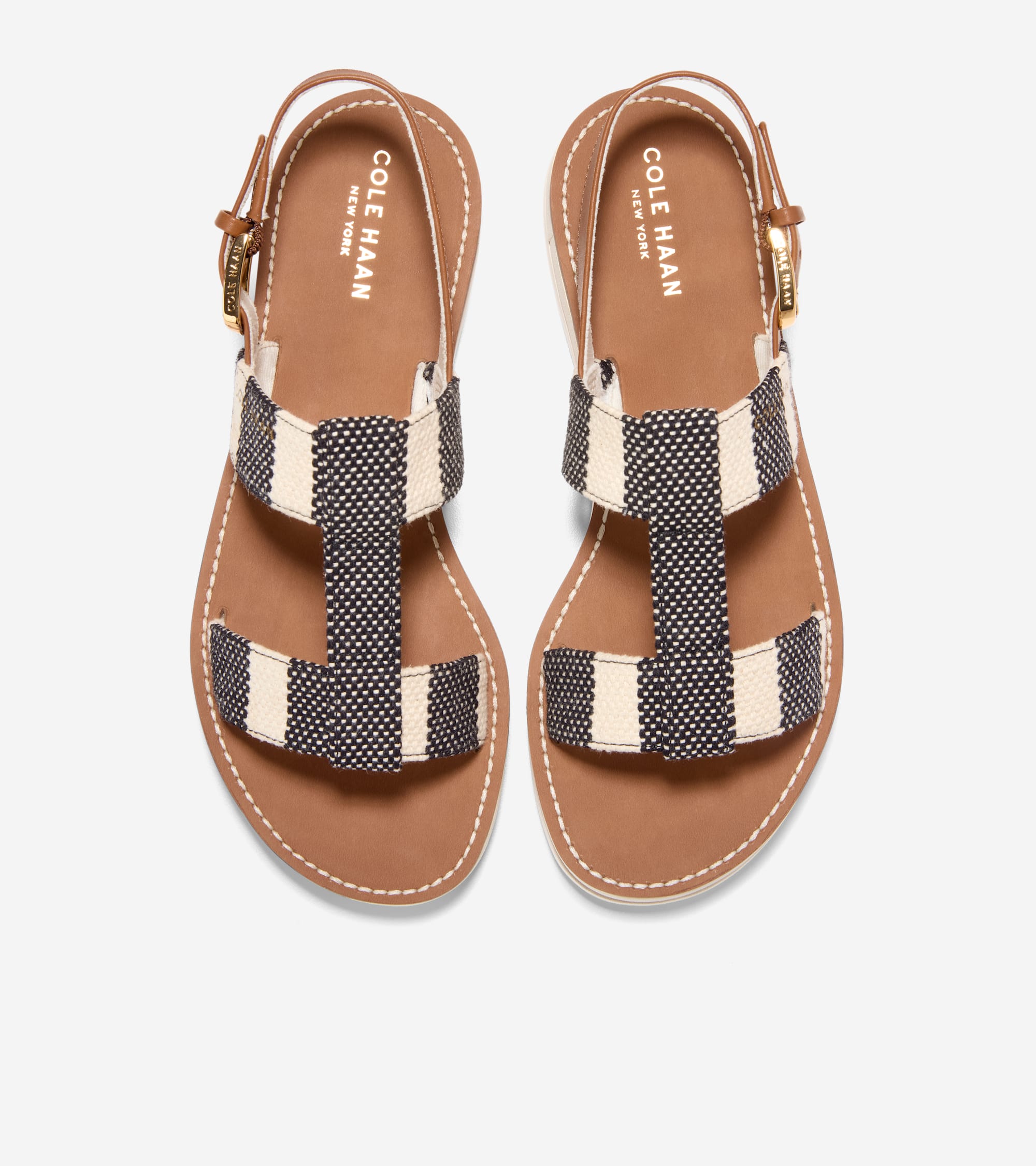 W36541:BLACK & NATURAL STRIPE CANVAS / CH BRITISH TAN LTHR
