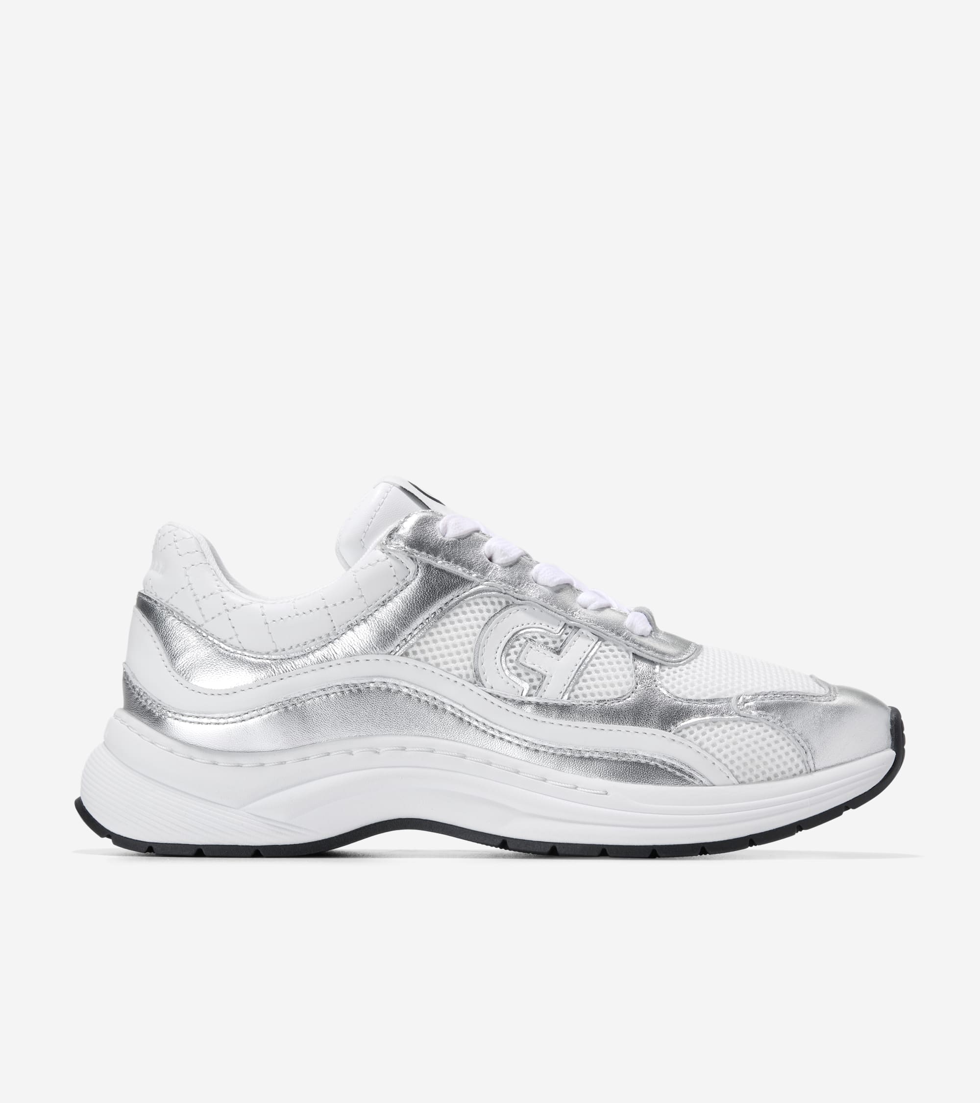 W33840:WHITE MESH/WHITE/SILVER METALLIC LTR